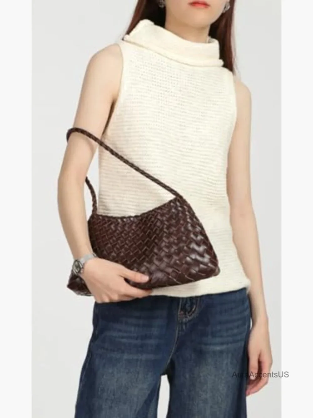 Suede Woven Tote Hobo Bag with Drawstring Closure Trendy Shoulder Purse